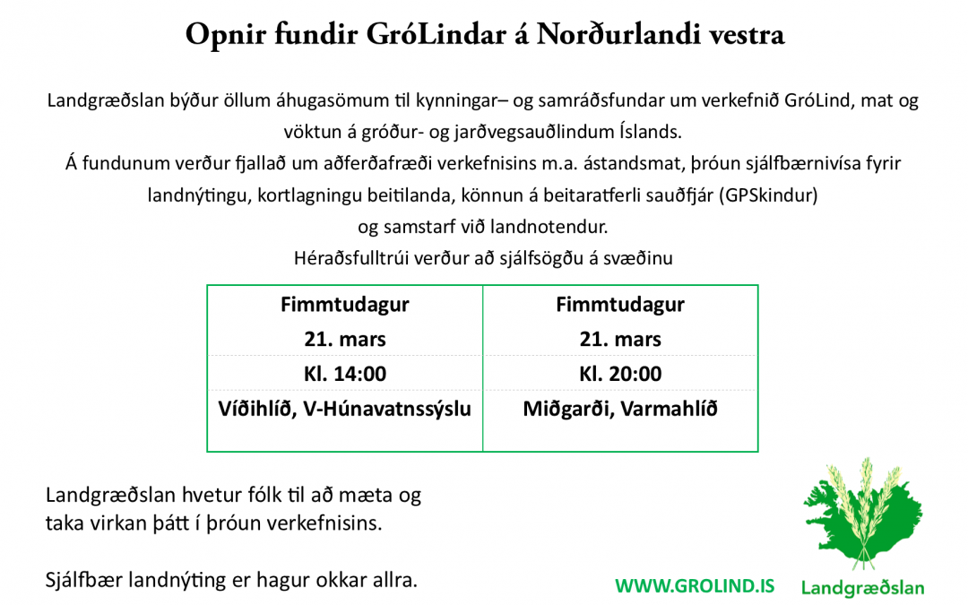 GróLindar fundir á Norðurlandi Vestra